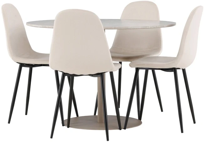 Venture Design Valgomojo komplektas Lycke valgomojo stalas su Polar valgomojo kėdė 110 cm smėlio spalvos MDF