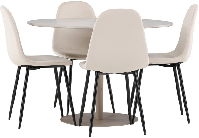 Venture Design Valgomojo komplektas Lycke valgomojo stalas su Polar valgomojo kėdė 110 cm smėlio spalvos MDF