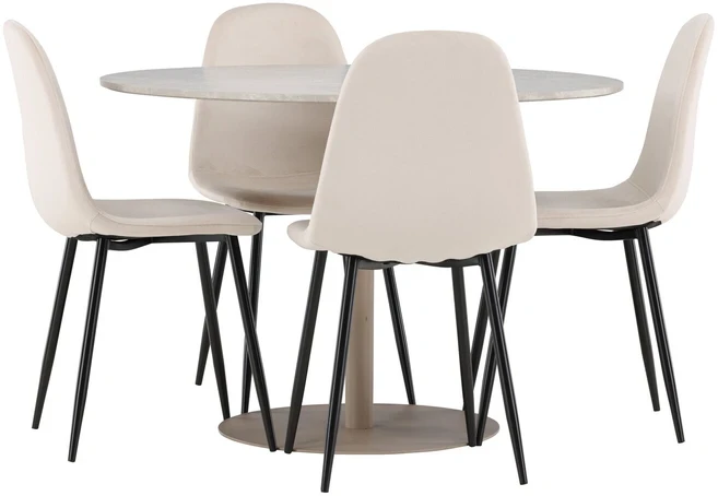Venture Design Valgomojo komplektas Lycke valgomojo stalas su Polar valgomojo kėdė 110 cm smėlio spalvos MDF