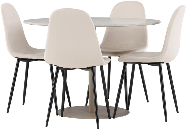 Venture Design Valgomojo komplektas Lycke valgomojo stalas su Polar valgomojo kėdė 110 cm smėlio spalvos MDF