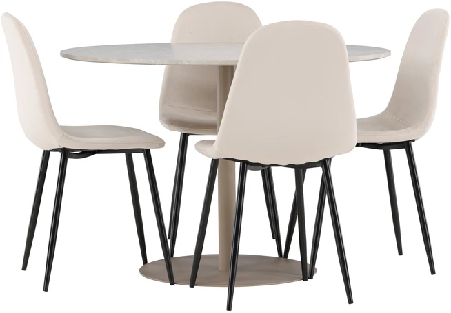 Venture Design Valgomojo komplektas Lycke valgomojo stalas su Polar valgomojo kėdė 110 cm smėlio spalvos MDF