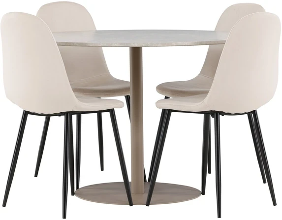 Venture Design Valgomojo komplektas Lycke valgomojo stalas su Polar valgomojo kėdė 110 cm smėlio spalvos MDF