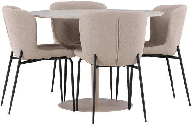 Venture Design Valgomojo komplektas Lycke valgomojo stalas su Modesto valgomojo kėdė 110 cm smėlio spalvos