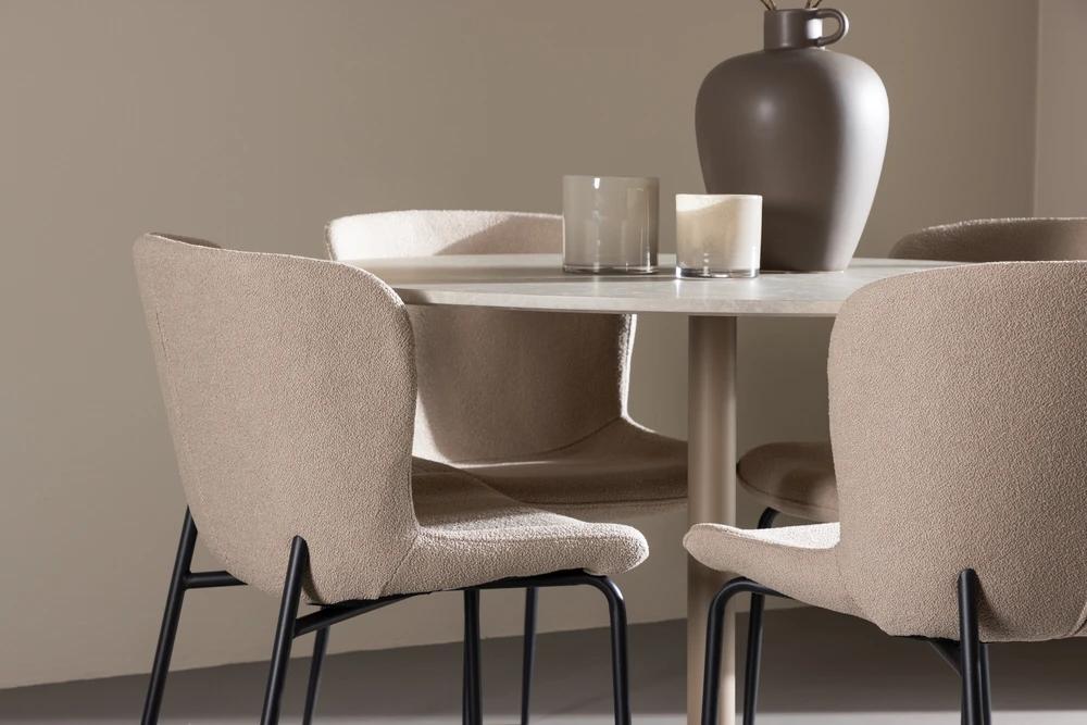 Venture Design Valgomojo komplektas Lycke valgomojo stalas su Modesto valgomojo kėdė 110 cm smėlio spalvos