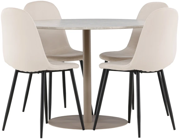 Venture Design Valgomojo komplektas Lycke valgomojo stalas su Polar valgomojo kėdė 110 cm smėlio spalvos MDF