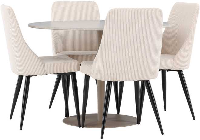 Venture Design Valgomojo komplektas Lycke valgomojo stalas su Leone valgomojo kėde 110 cm smėlio spalvos MDF
