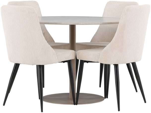Venture Design Valgomojo komplektas Lycke valgomojo stalas su Leone valgomojo kėde 110 cm smėlio spalvos MDF