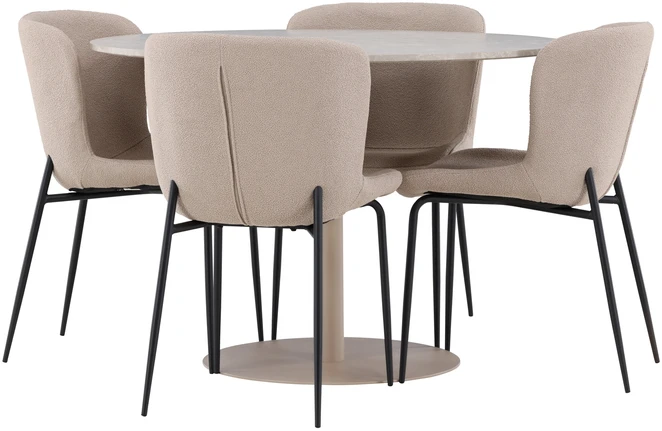 Venture Design Valgomojo komplektas Lycke valgomojo stalas su Modesto valgomojo kėdė 110 cm smėlio spalvos