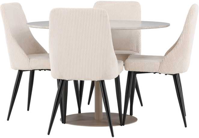 Venture Design Valgomojo komplektas Lycke valgomojo stalas su Leone valgomojo kėde 110 cm smėlio spalvos MDF