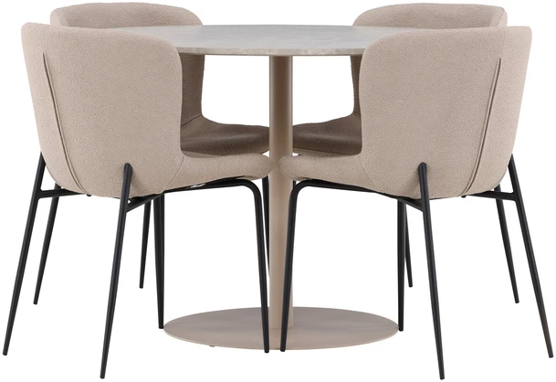 Venture Design Valgomojo komplektas Lycke valgomojo stalas su Modesto valgomojo kėdė 110 cm smėlio spalvos