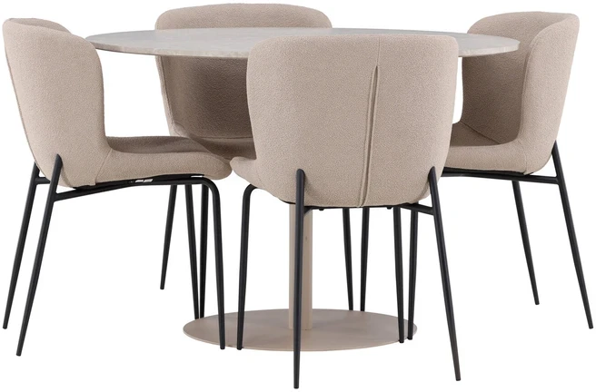 Venture Design Valgomojo komplektas Lycke valgomojo stalas su Modesto valgomojo kėdė 110 cm smėlio spalvos