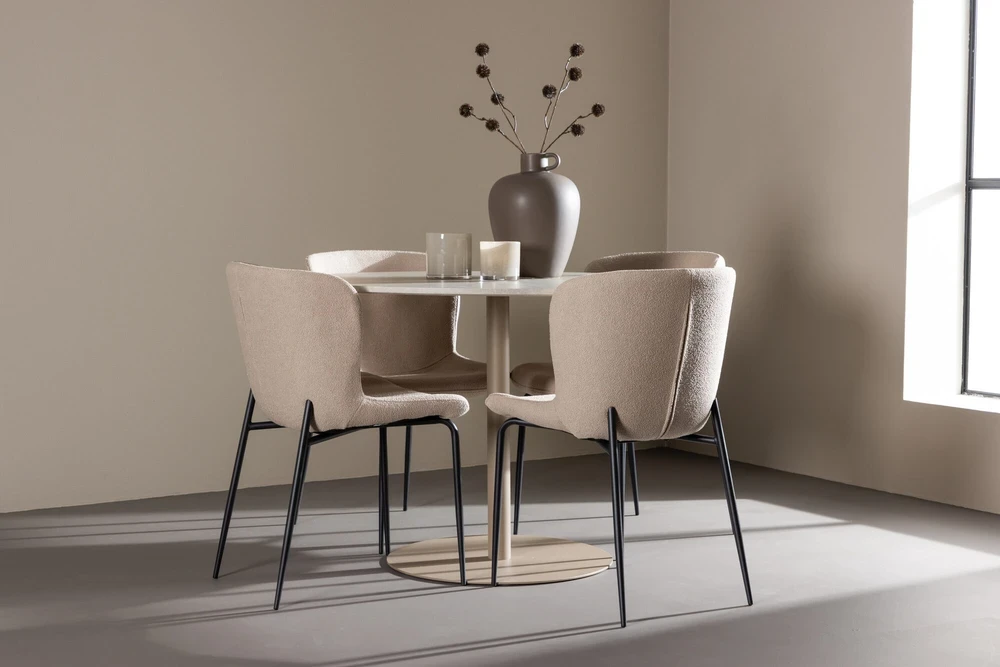 Venture Design Valgomojo komplektas Lycke valgomojo stalas su Modesto valgomojo kėdė 110 cm smėlio spalvos
