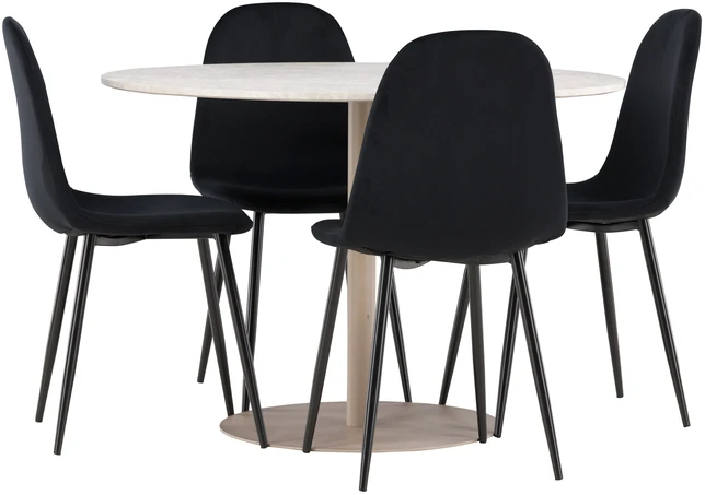 Venture Design Valgomojo komplektas Lycke valgomojo stalas su Polar valgomojo kėdė 110 cm smėlio spalvos
