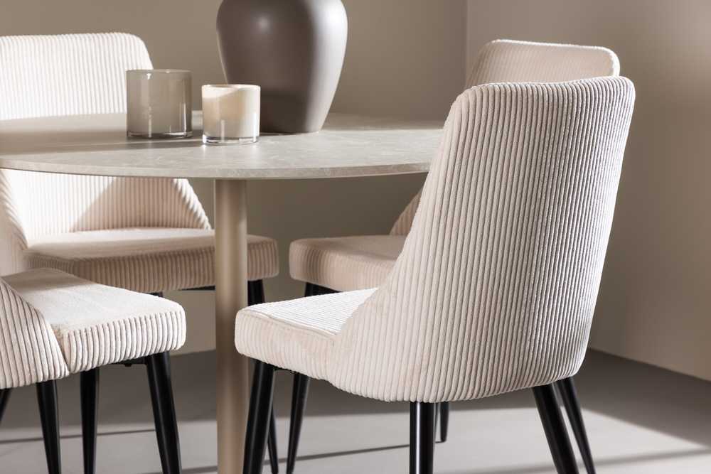 Venture Design Valgomojo komplektas Lycke valgomojo stalas su Leone valgomojo kėde 110 cm smėlio spalvos MDF