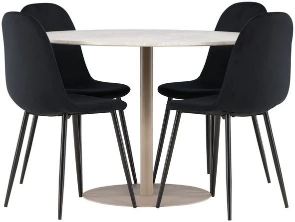 Venture Design Valgomojo komplektas Lycke valgomojo stalas su Polar valgomojo kėdė 110 cm smėlio spalvos