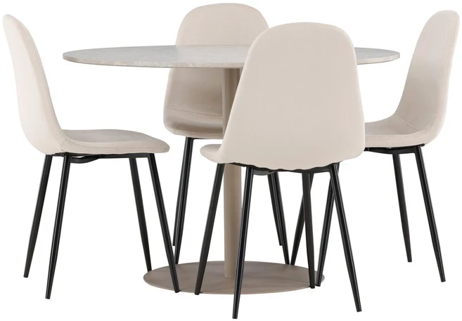 Venture Design Valgomojo komplektas Lycke valgomojo stalas su Polar valgomojo kėdė 110 cm smėlio spalvos MDF