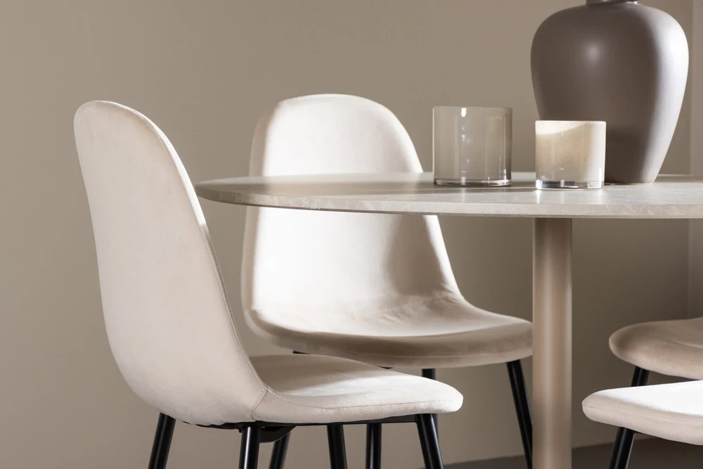 Venture Design Valgomojo komplektas Lycke valgomojo stalas su Polar valgomojo kėdė 110 cm smėlio spalvos MDF