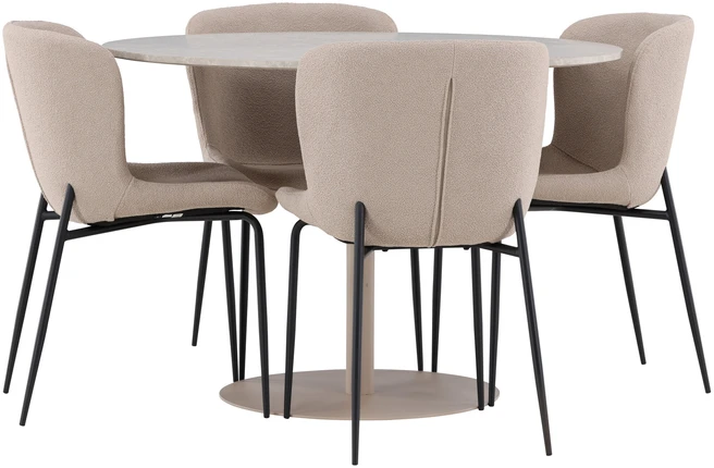 Venture Design Valgomojo komplektas Lycke valgomojo stalas su Modesto valgomojo kėdė 110 cm smėlio spalvos
