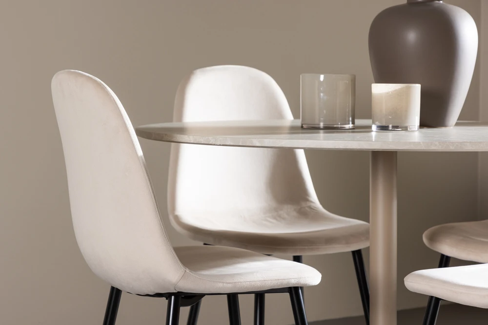 Venture Design Valgomojo komplektas Lycke valgomojo stalas su Polar valgomojo kėdė 110 cm smėlio spalvos MDF
