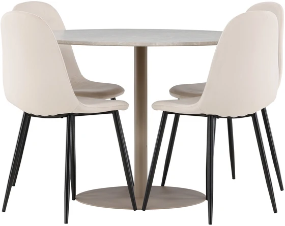 Venture Design Valgomojo komplektas Lycke valgomojo stalas su Polar valgomojo kėdė 110 cm smėlio spalvos MDF