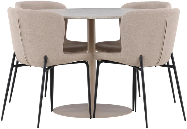 Venture Design Valgomojo komplektas Lycke valgomojo stalas su Modesto valgomojo kėdė 110 cm smėlio spalvos
