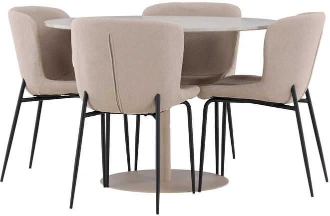 Venture Design Valgomojo komplektas Lycke valgomojo stalas su Modesto valgomojo kėdė 110 cm smėlio spalvos