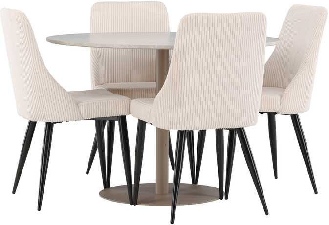 Venture Design Valgomojo komplektas Lycke valgomojo stalas su Leone valgomojo kėde 110 cm smėlio spalvos MDF