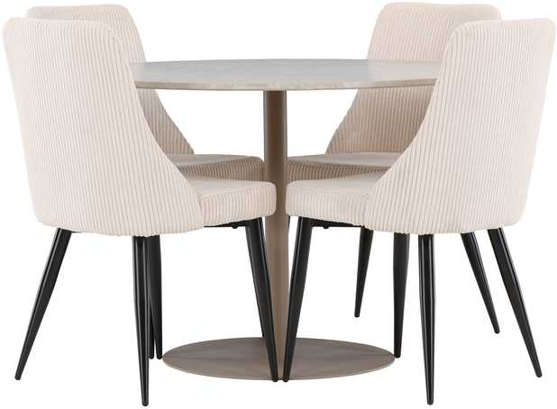Venture Design Valgomojo komplektas Lycke valgomojo stalas su Leone valgomojo kėde 110 cm smėlio spalvos MDF