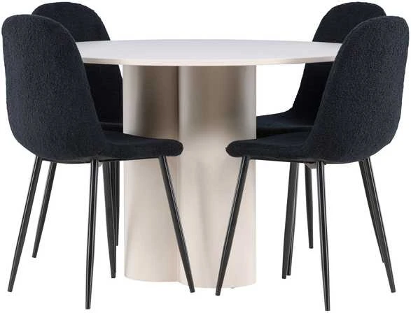 Venture Design Valgomojo komplektas Olivia valgomojo stalas su Polar kėdėmis 110 cm smėlio spalvos juoda
