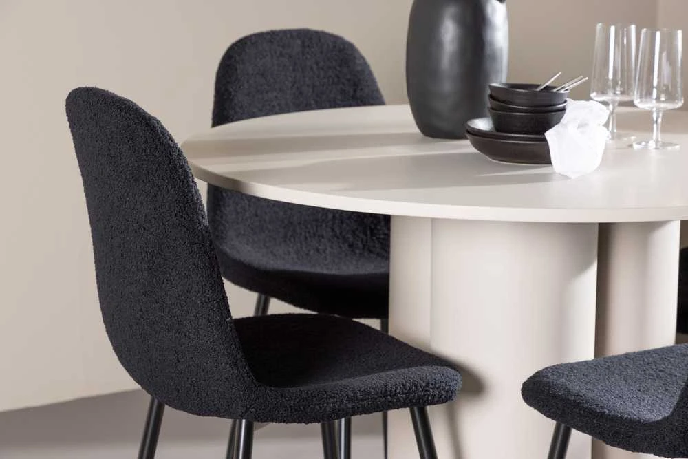 Venture Design Valgomojo komplektas Olivia valgomojo stalas su Polar kėdėmis 110 cm smėlio spalvos juoda