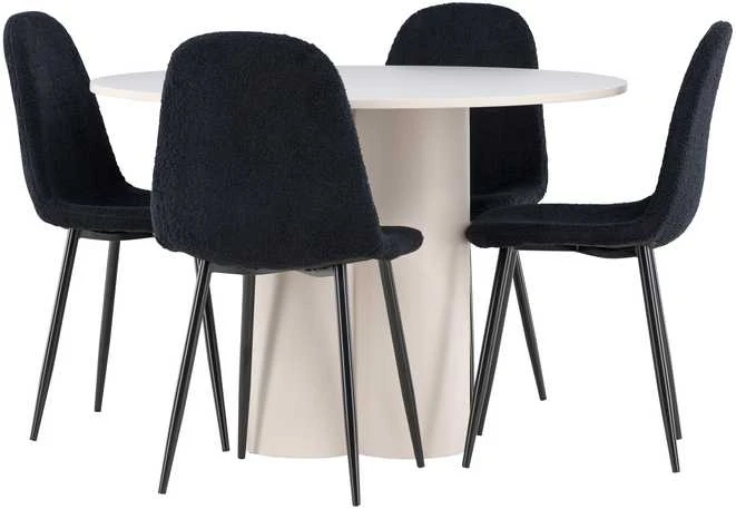 Venture Design Valgomojo komplektas Olivia valgomojo stalas su Polar kėdėmis 110 cm smėlio spalvos juoda