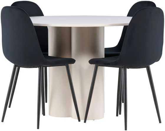 Venture Design Valgomojo komplektas Olivia valgomojo stalas su Polar kėdėmis 110 cm smėlio spalvos juodas MDF