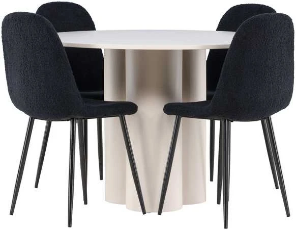 Venture Design Valgomojo komplektas Olivia valgomojo stalas su Polar kėdėmis 110 cm smėlio spalvos juoda