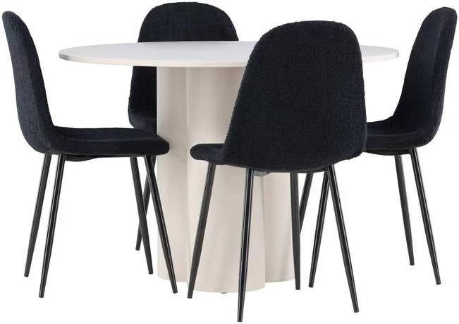 Venture Design Valgomojo komplektas Olivia valgomojo stalas su Polar kėdėmis 110 cm smėlio spalvos juoda