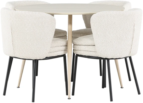 Venture Design Valgomojo komplektas Plaza valgomojo stalas su Agnes valgomojo kėde 100 cm balta MDF