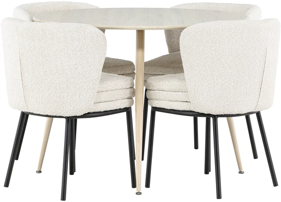 Venture Design Valgomojo komplektas Plaza valgomojo stalas su Agnes valgomojo kėde 100 cm balta MDF