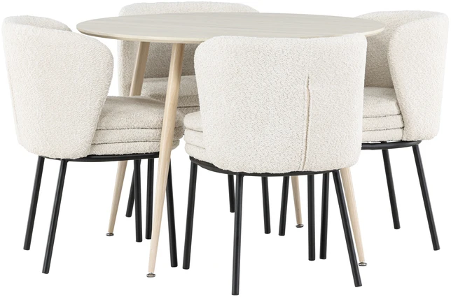 Venture Design Valgomojo komplektas Plaza valgomojo stalas su Agnes valgomojo kėde 100 cm balta MDF