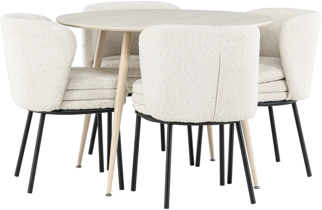 Venture Design Valgomojo komplektas Plaza valgomojo stalas su Agnes valgomojo kėde 100 cm balta MDF