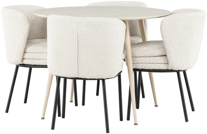Venture Design Valgomojo komplektas Plaza valgomojo stalas su Agnes valgomojo kėde 100 cm balta MDF