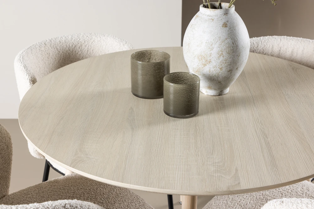 Venture Design Valgomojo komplektas Plaza valgomojo stalas su Agnes valgomojo kėde 100 cm balta MDF
