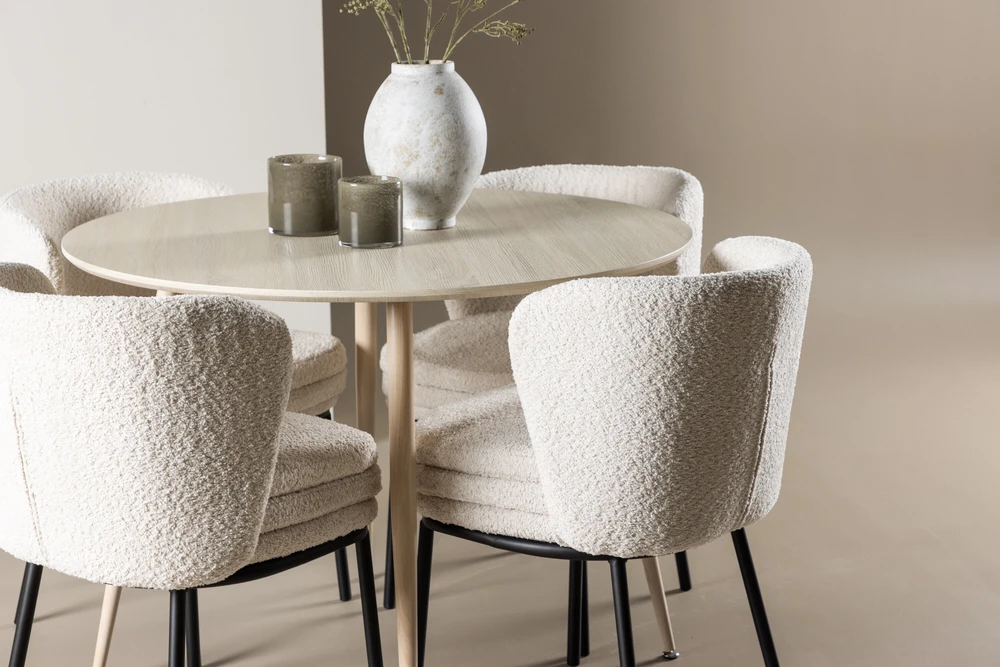 Venture Design Valgomojo komplektas Plaza valgomojo stalas su Agnes valgomojo kėde 100 cm balta MDF