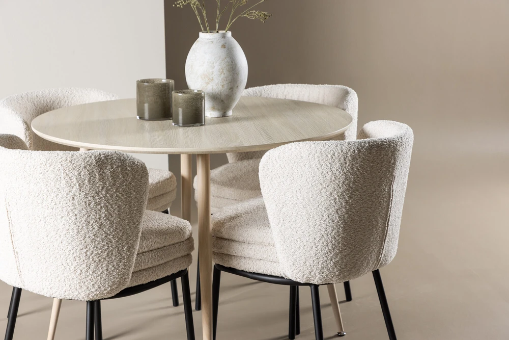Venture Design Valgomojo komplektas Plaza valgomojo stalas su Agnes valgomojo kėde 100 cm balta MDF