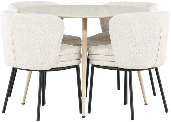 Venture Design Valgomojo komplektas Plaza valgomojo stalas su Agnes valgomojo kėde 100 cm balta MDF