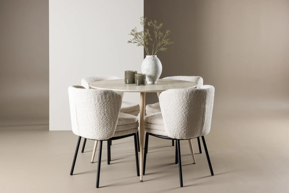 Venture Design Valgomojo komplektas Plaza valgomojo stalas su Agnes valgomojo kėde 100 cm balta MDF