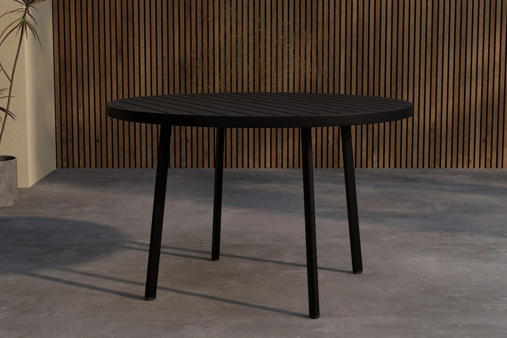 Venture Design Valgomojo stalas 120 cm Juodas Aliuminis