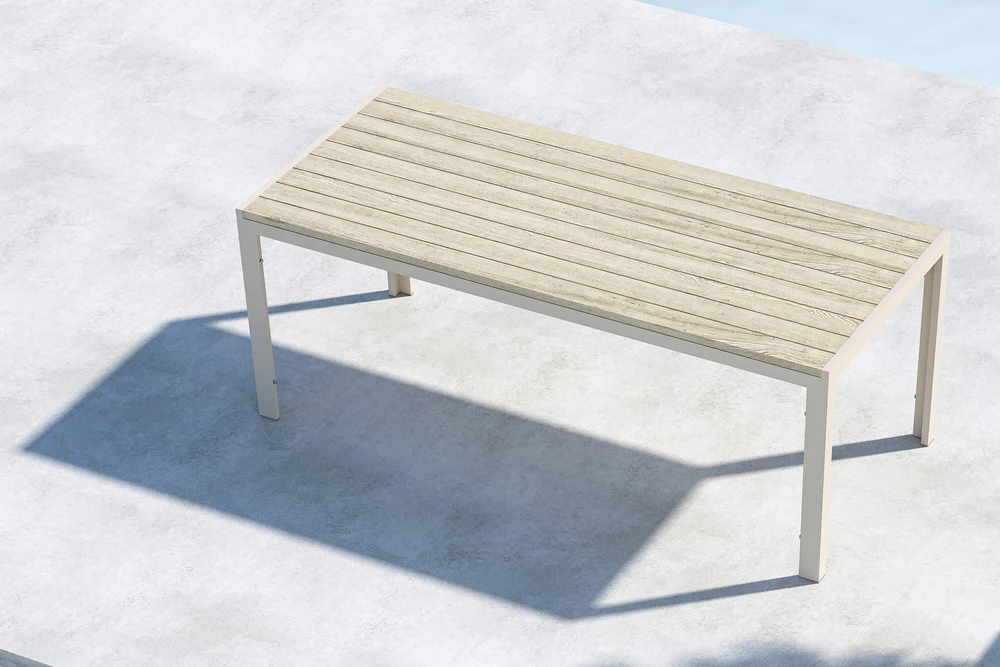Venture Design Valgomojo stalas 205x90x74 cm, smėlio spalvos, pagamintas iš polimedžio