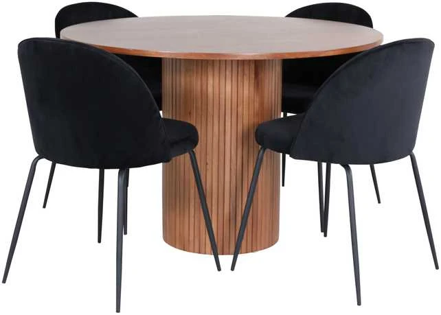Venture Design Valgomojo stalas, Bianca, ⌀110 cm, Balta, Valgomasis kėdė, Raukšlės, 50x79.5x49 cm, Juoda