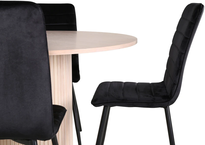Venture Design Valgomojo stalas, Bianca, ⌀110 cm, Balta / Valgomasis kėdė, Windu Lyx, 49x94x43 cm, Juoda