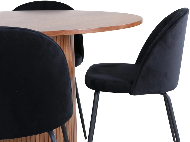 Venture Design Valgomojo stalas, Bianca, ⌀110 cm, Balta, Valgomasis kėdė, Raukšlės, 50x79.5x49 cm, Juoda