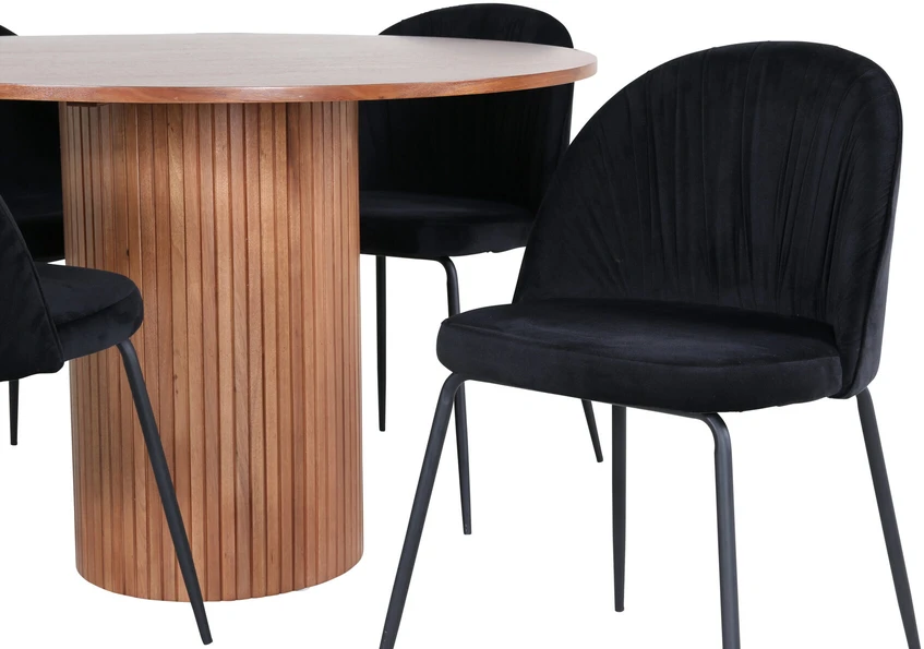 Venture Design Valgomojo stalas, Bianca, ⌀110 cm, Balta, Valgomasis kėdė, Raukšlės, 50x79.5x49 cm, Juoda